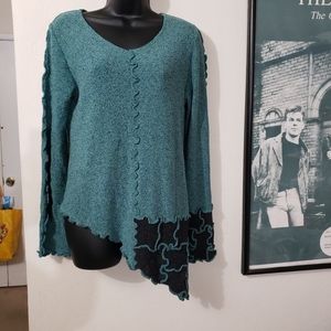 100% soft raw silk abstract vintage long sleeve